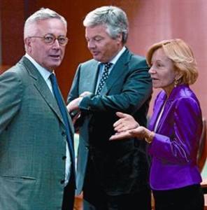 Elena Salgado, ahir en la reuni� de l'Ecofin a Brussel�les.