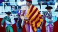 Seraf�n Mar�n, amb senyera i barretina, el maig passat a l'arena de la Monumental.