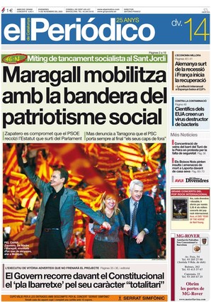 14 de novembre del 2003. Zapatero es compromet a recolzar l'Estatut.