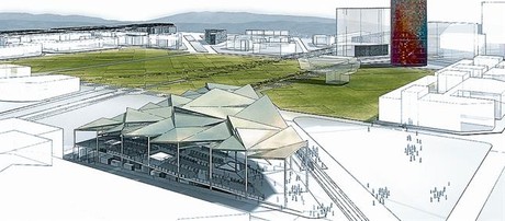 Simulaci� inform�tica del futur edifici dels Encants de les Gl�ries.