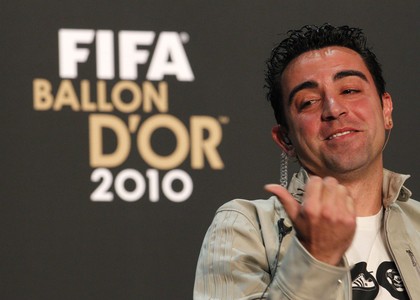 Xavi gesticula durant la seva intervenci� davant els mitjans pr�via a la gala de la FIFA.