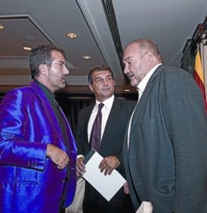 Laporta, Sala Martin (esquerra) i Oliver, el 14 d'octubre del 2010, quan van analitzar la 'due diligence'.