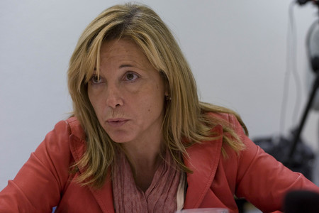 Joana Ortega, el 25 d'octubre passat, durant un dels debats electorals organitzats per EL PERI�DICO. 