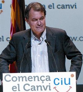 Mas, durant un acte de CiU, ahir a Castelldefels.