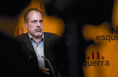 Joan Ridao, durant una roda de premsa a la seu d'Esquerra Republicana de Catalunya.