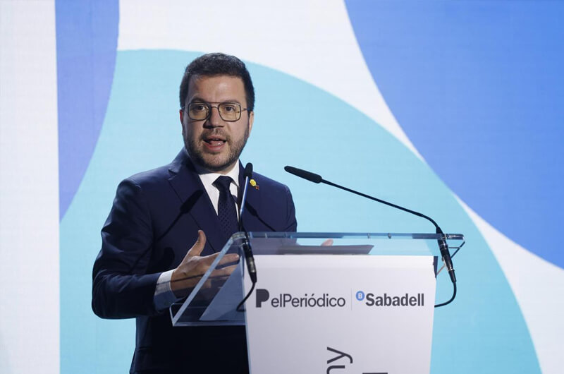 Marco Sansavini, presidente de Vueling, durante su intervención tras recibir el Premi Empresari de l’Any.